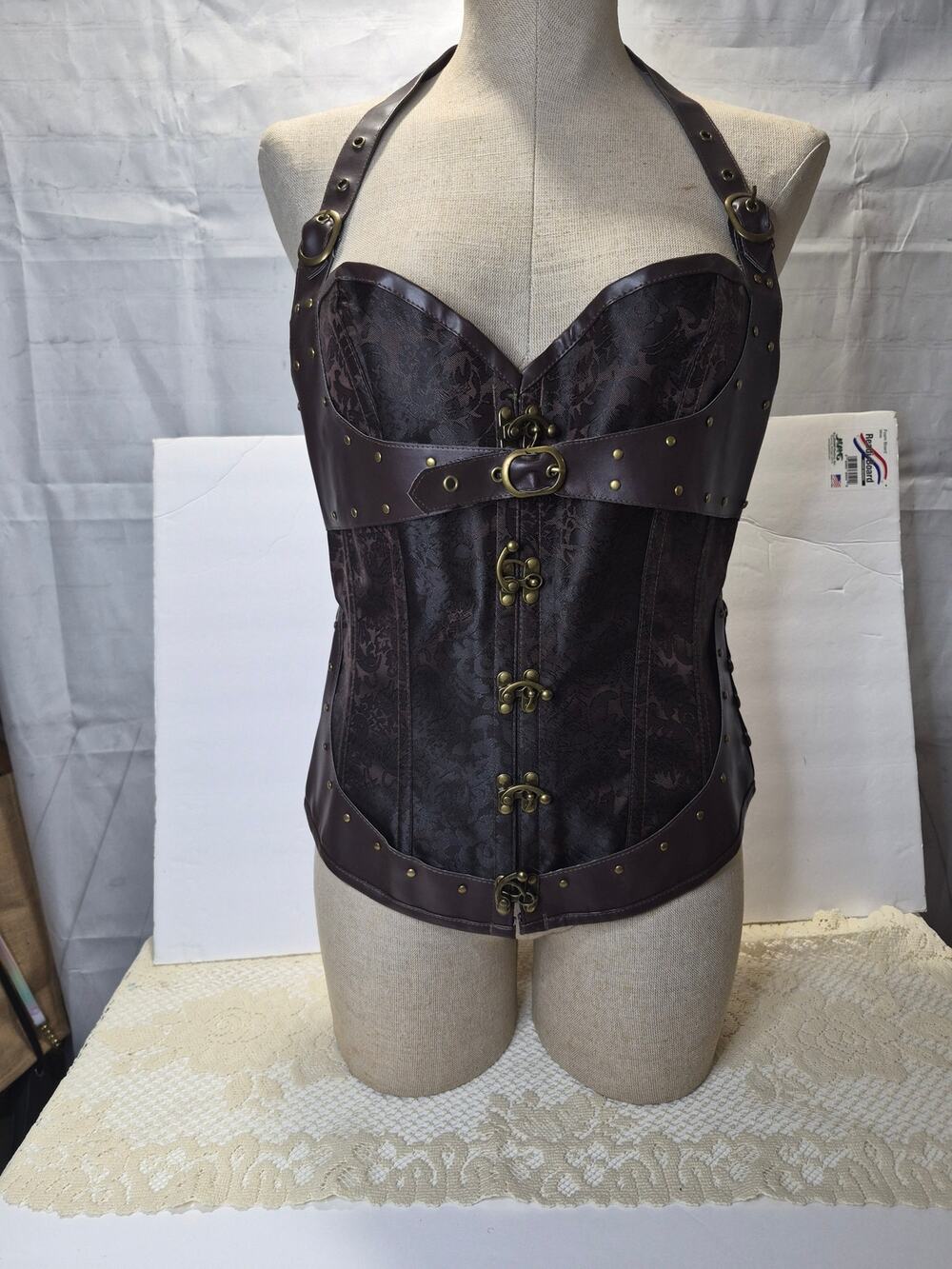 Halter Corset, Size XL, color Brown